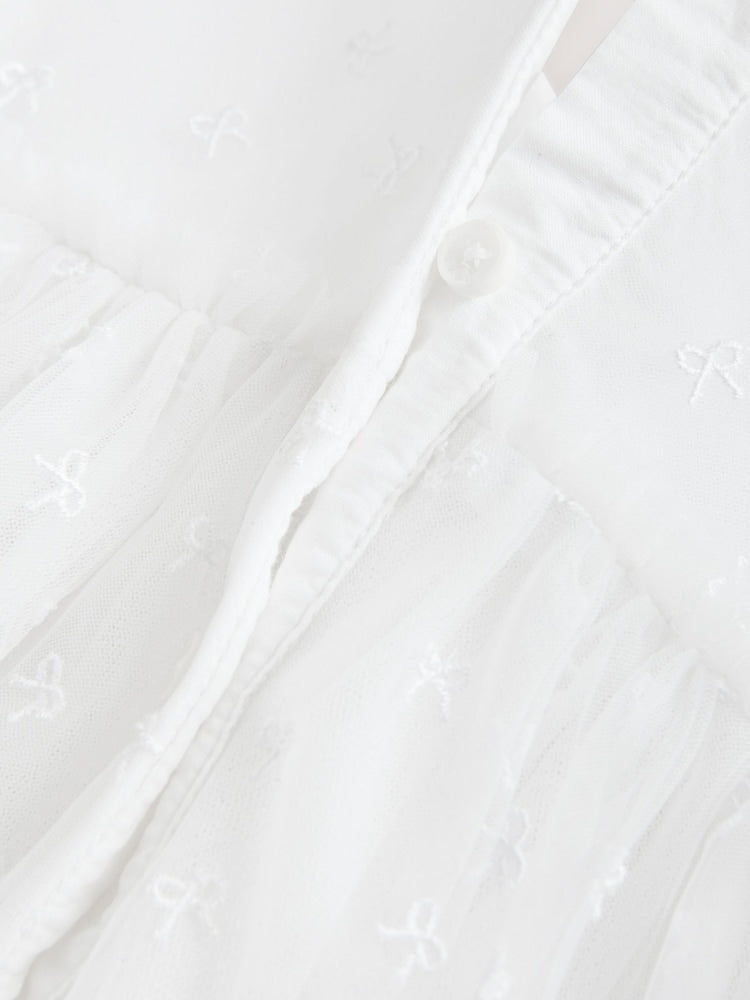 White Bow Mesh Baby Dress (0mths-2yrs)