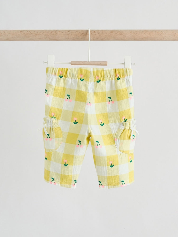 Yellow Cherry Short Sleeve Baby Tops and Wide Leg Leggings Set 2 Piece (0mths-2yrs)