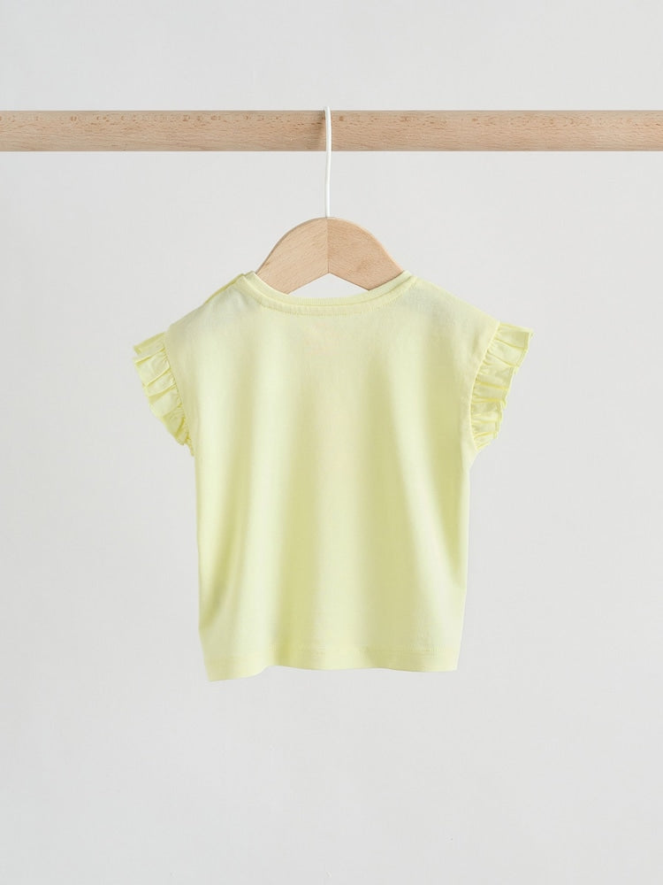 Yellow Cherry Short Sleeve Baby Tops and Wide Leg Leggings Set 2 Piece (0mths-2yrs)