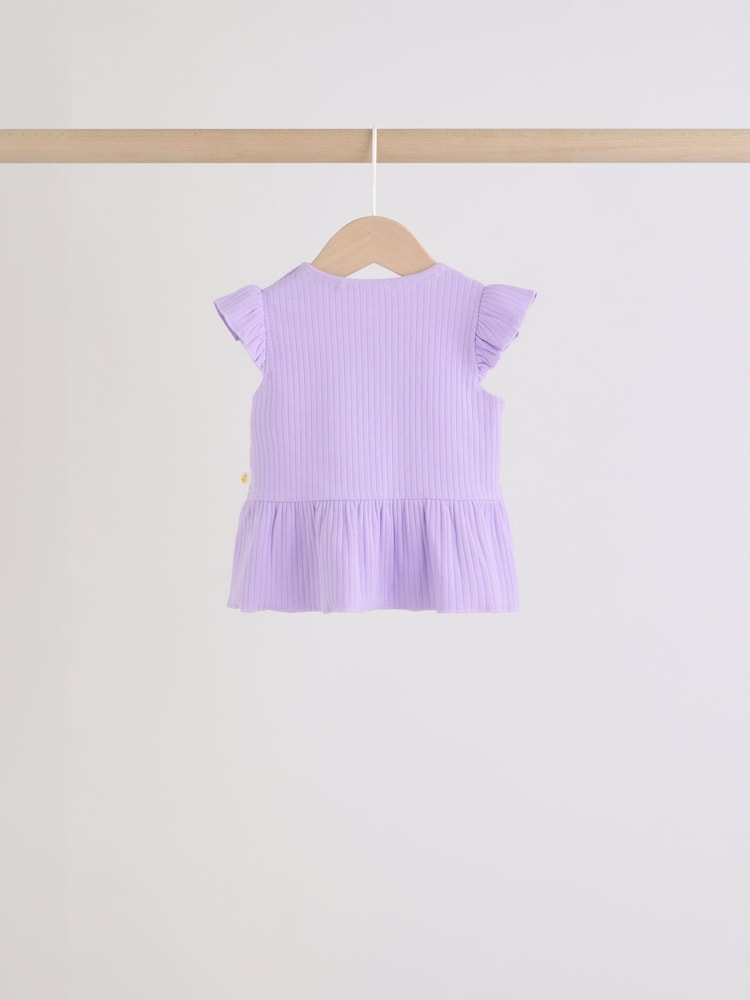 Multi Baby Short Sleeve Peplum T-Shirts 4 Pack (0mths-2yrs)