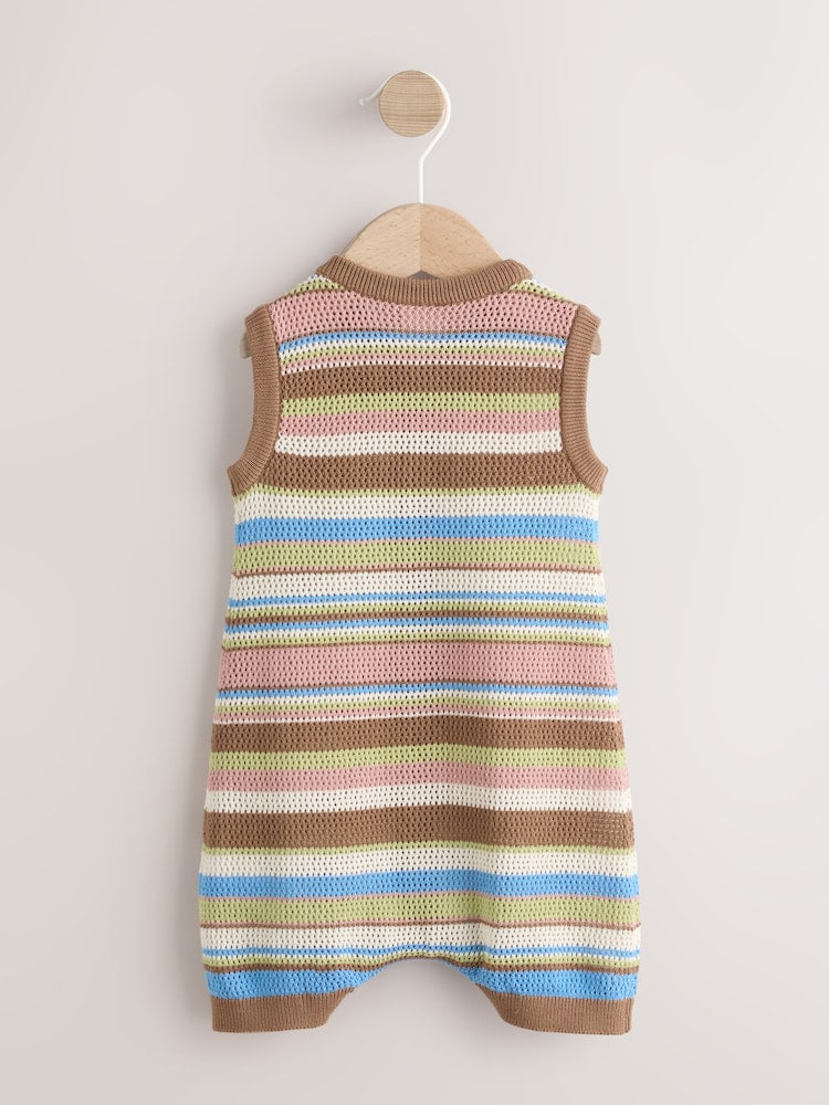 Brown Stripe Knitted Baby Romper (0mths-3yrs)
