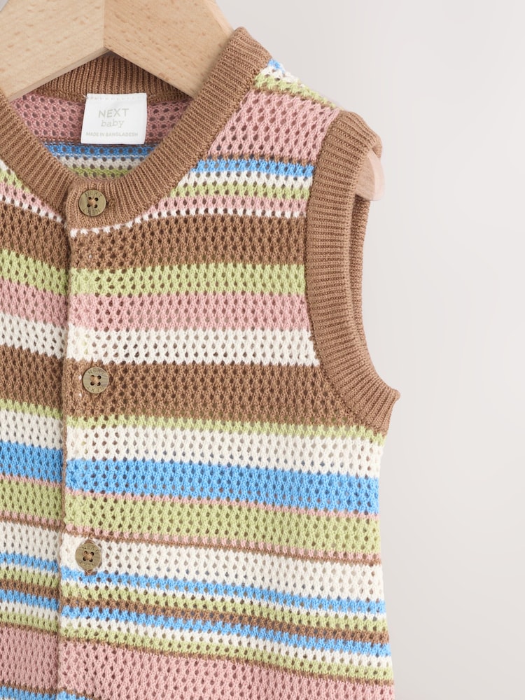 Brown Stripe Knitted Baby Romper (0mths-3yrs)