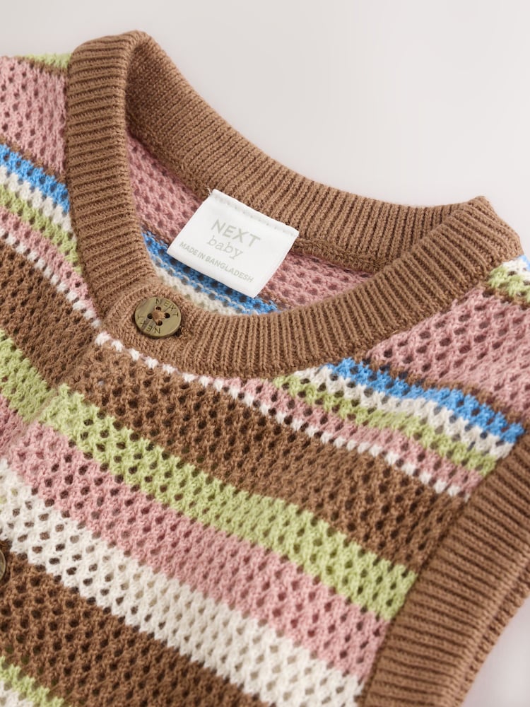 Brown Stripe Knitted Baby Romper (0mths-3yrs)