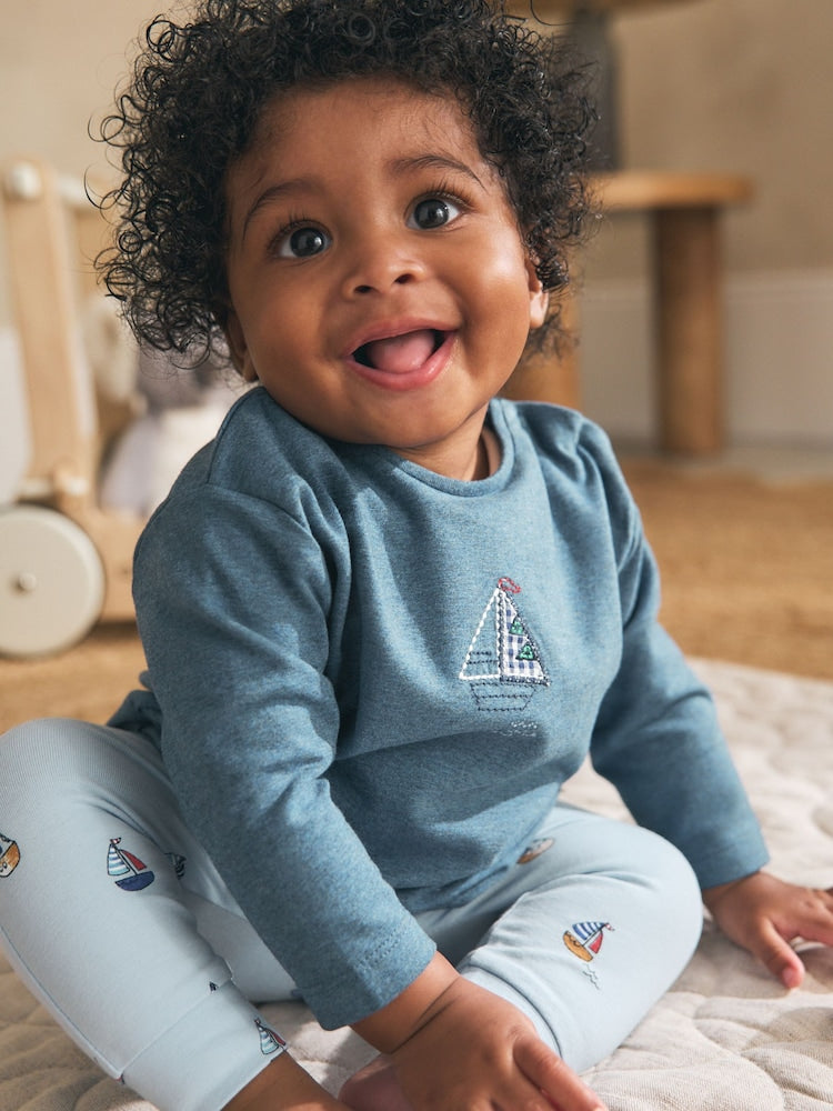 Blue Nautical Baby Top and Leggings Set 2 Piece (0mths-2yrs)
