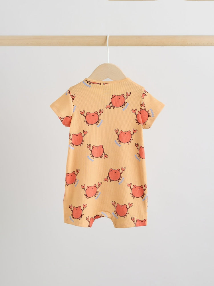 Blue/Yellow Two Way Zip Baby Rompers 3 Pack (0mths-3yrs)