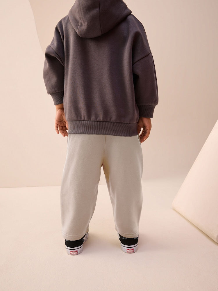 Neutral Cement Single Wide Leg Jersey Joggers (3mths-7yrs)