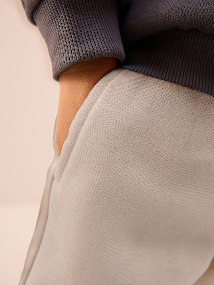Neutral Cement Single Wide Leg Jersey Joggers (3mths-7yrs)