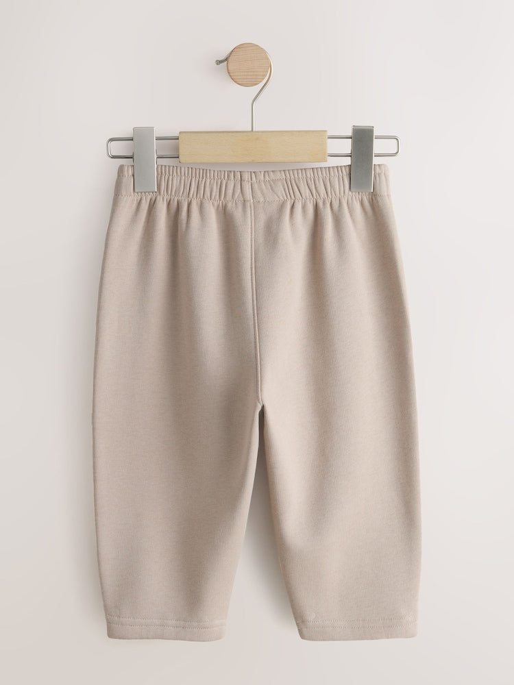 Neutral Cement Single Wide Leg Jersey Joggers (3mths-7yrs)