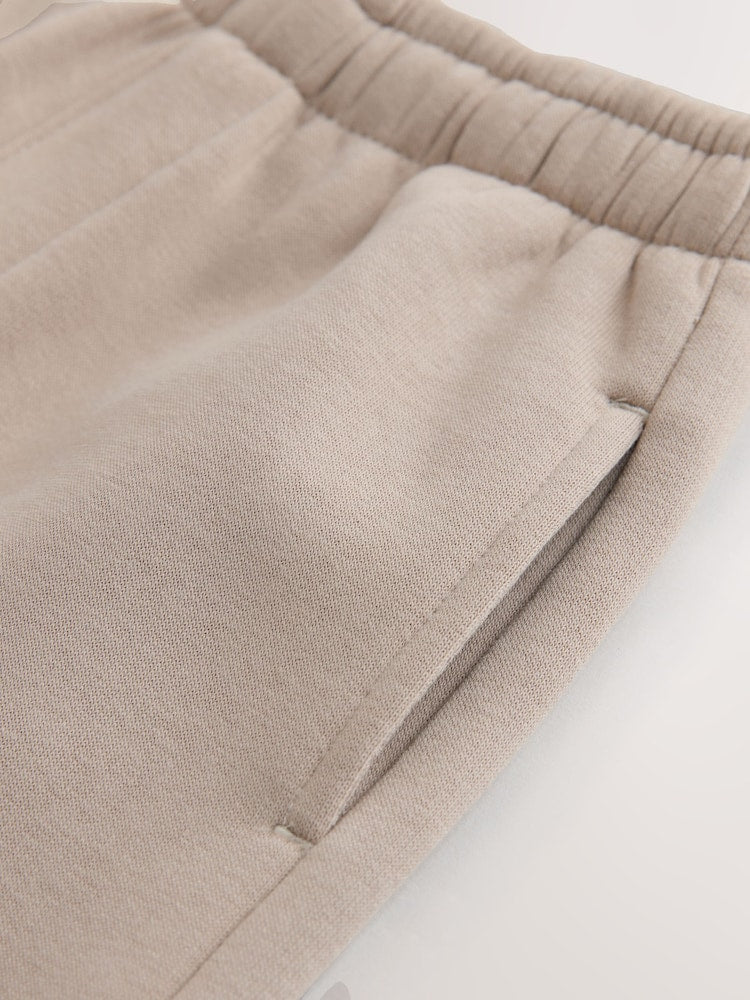 Neutral Cement Single Wide Leg Jersey Joggers (3mths-7yrs)