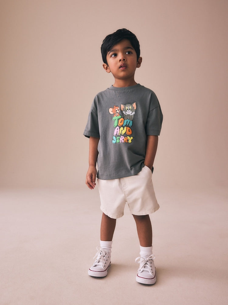 Charcoal Grey Tom and Jerry T-Shirt (3mths-8yrs) - Size 3-6 Months (62-68cm) - Charcoal Grey