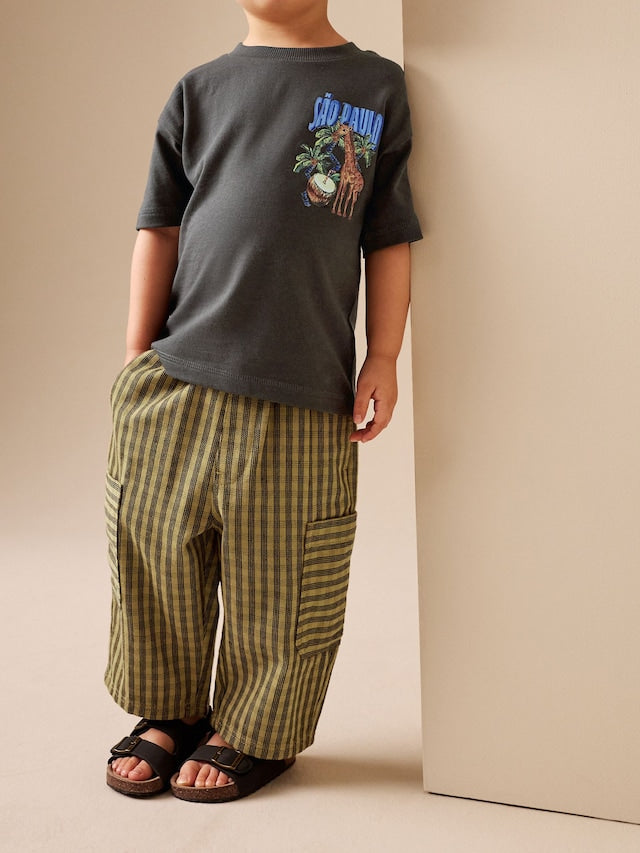 Yellow Print Side Pocket Wide Trousers (3mths-7yrs) - Size 3-6 Months (62-68cm)