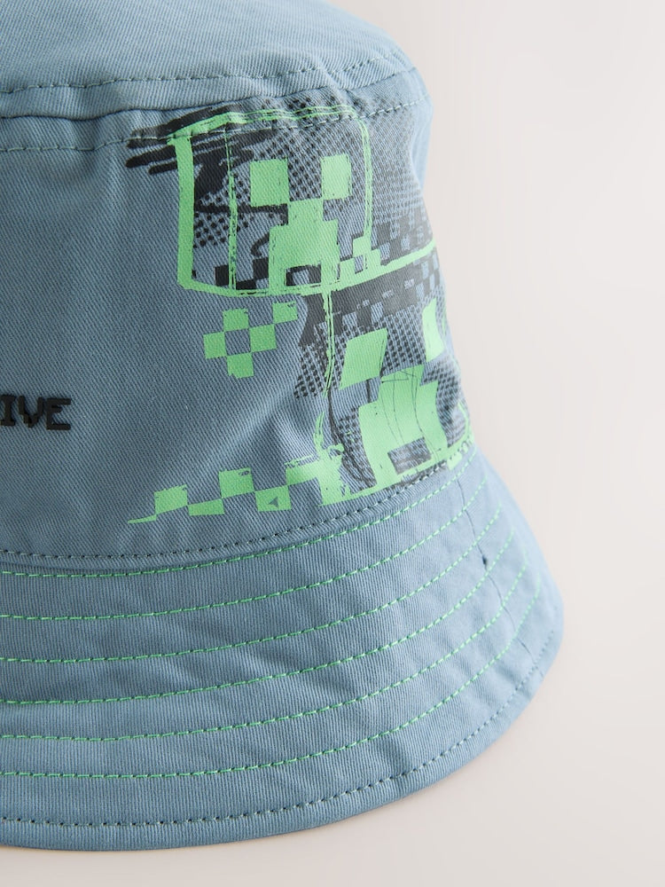 Teal Blue Minecraft Bucket Hat (3-16yrs)