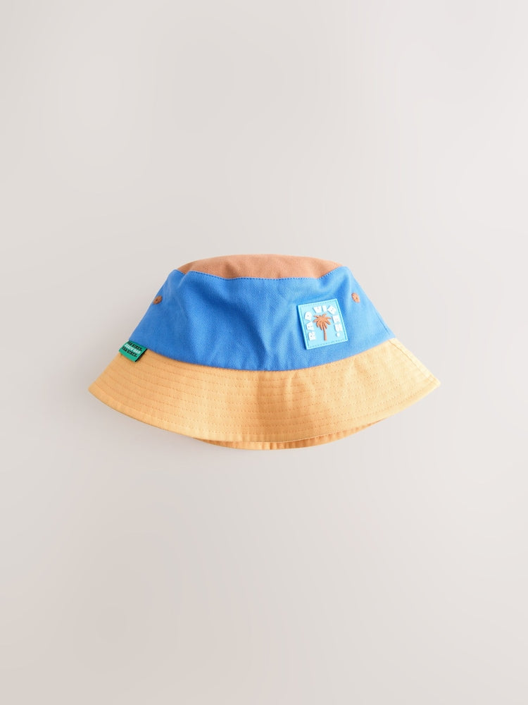Blue/Orange Colourblock Bucket Hat (3mths-10yrs)
