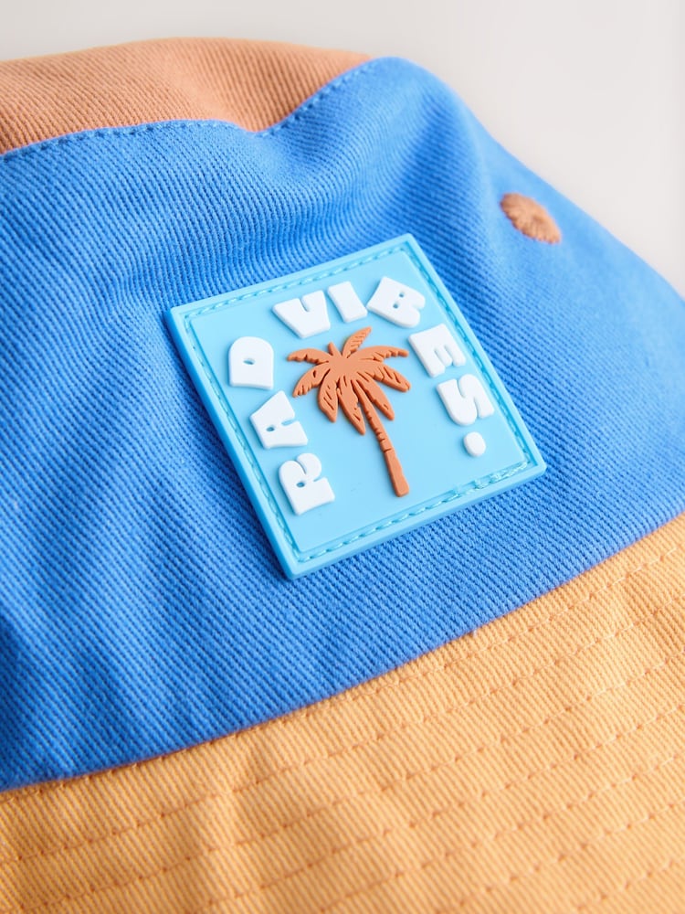 Blue/Orange Colourblock Bucket Hat (3mths-10yrs)