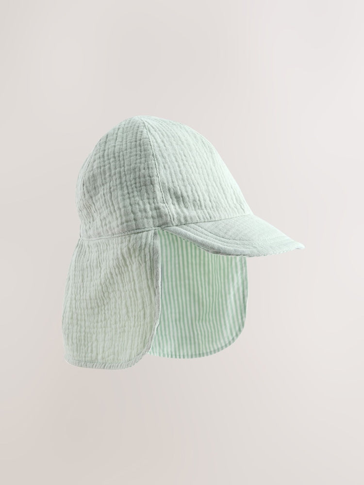 Sage Green Reversible Legionnaire Hat (3mths-10yrs) - Sage Green / 7-10 Years (122-140cm)
