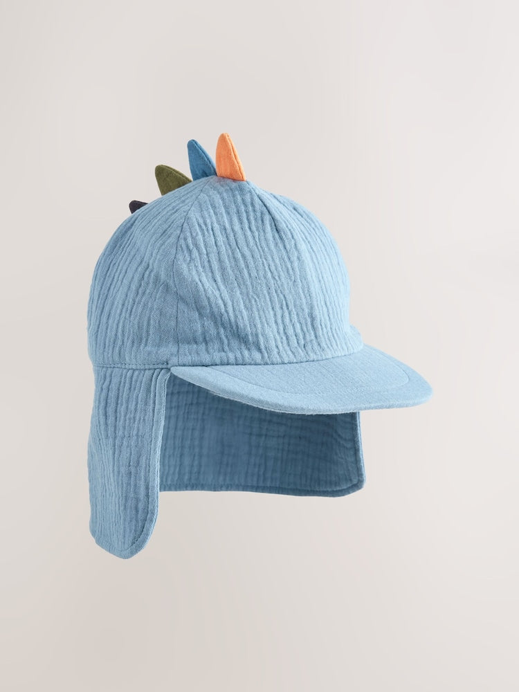 Blue Dino Spike Legionnaire Hat (3mths-6yrs) - Blue Dino Spike / 5-6 Years (110-116cm)