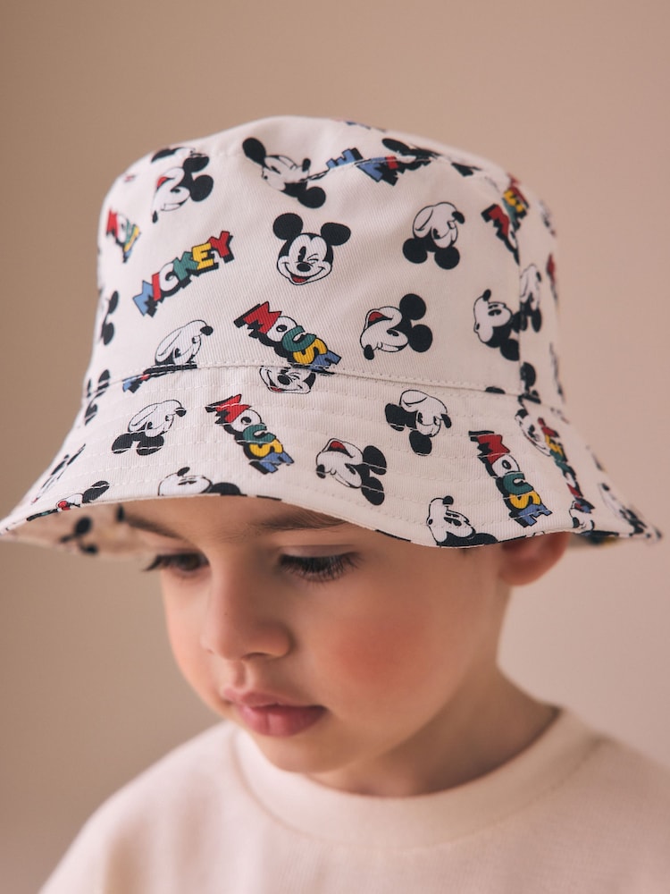 Ecru White All-Over-Print Mickey Mouse Bucket Hat (3mths-10yrs)