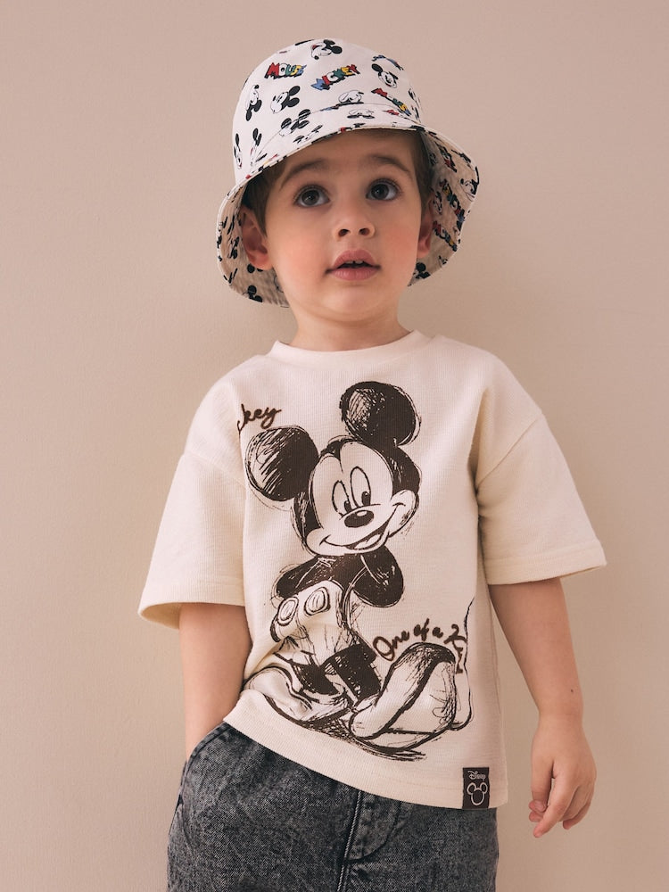 Ecru White All-Over-Print Mickey Mouse Bucket Hat (3mths-10yrs)