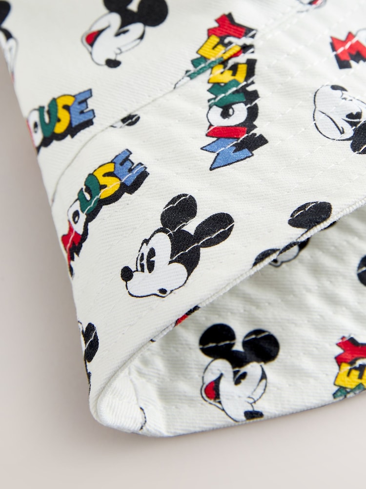 Ecru White All-Over-Print Mickey Mouse Bucket Hat (3mths-10yrs)