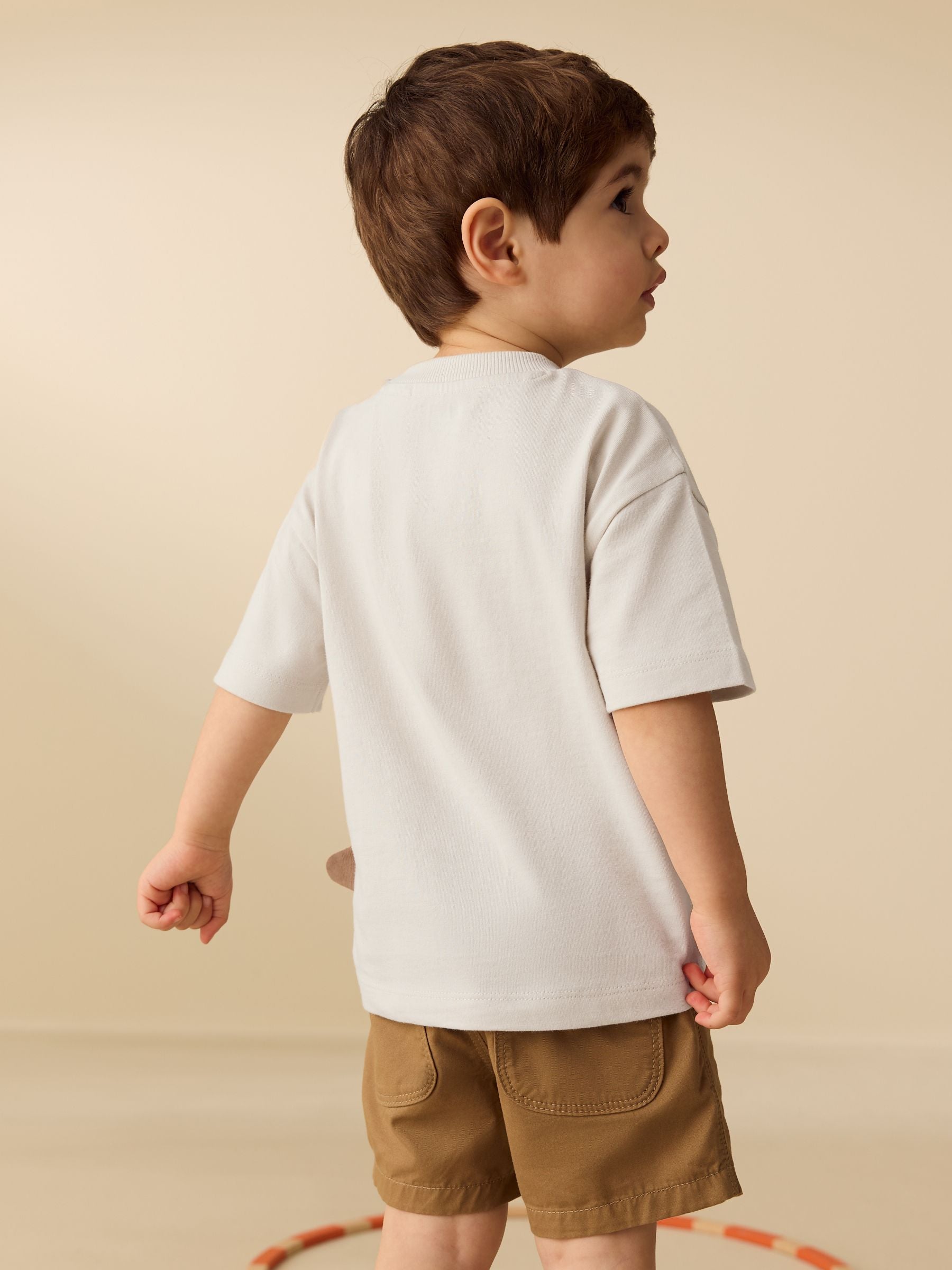 Cream Dinosaur Short Sleeve Interactive T-Shirt (3mths-7yrs) - Size 3-6 Months (62-68cm)