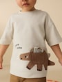 Cream Dinosaur Short Sleeve Interactive T-Shirt (3mths-7yrs) - Size 3-6 Months (62-68cm)