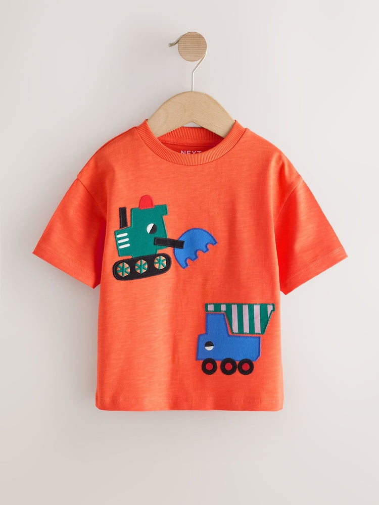 Multi Digger Short Sleeve Appliqué T-Shirts 3 Pack (3mths-7yrs)