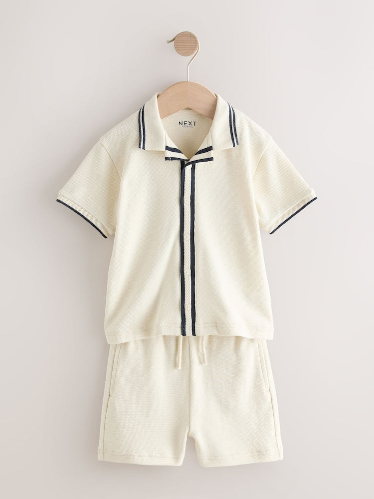 Ecru Short Sleeve Shirt and Shorts Set (3mths-7yrs)