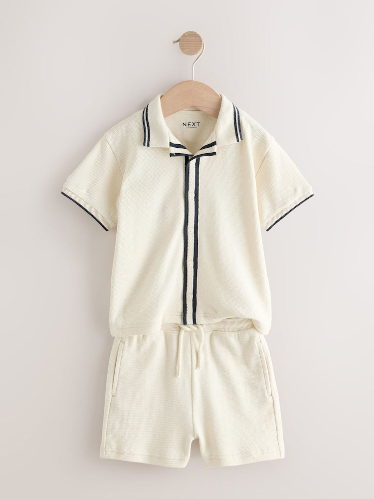 Ecru Short Sleeve Shirt and Shorts Set (3mths-7yrs)