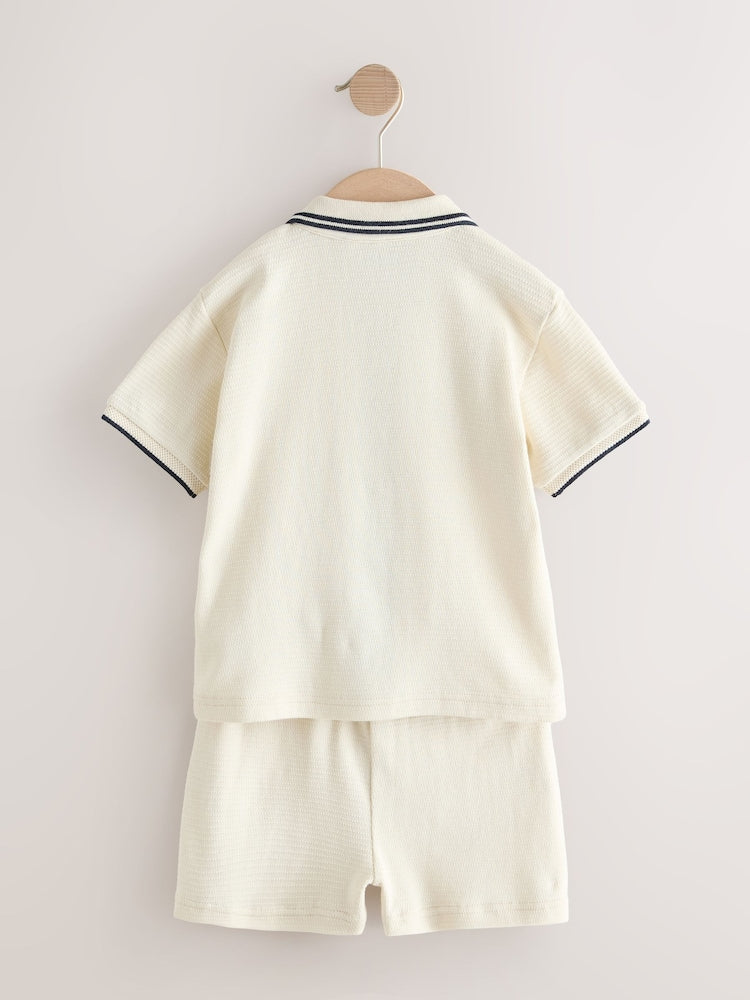 Ecru Short Sleeve Shirt and Shorts Set (3mths-7yrs)