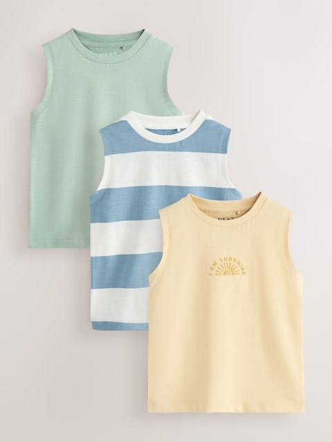 Multi Pastel Stripe Graphic Vests 3 Pack (3mths-7yrs) - Size 3-6 Months (62-68cm)