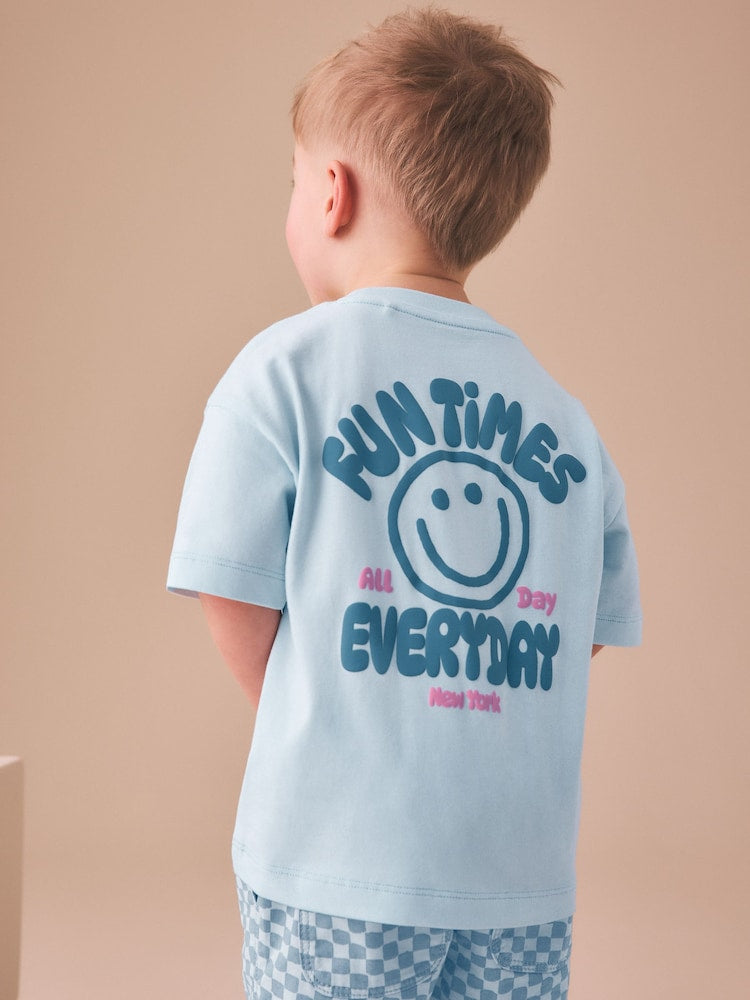 Blue Checkerboard Short Sleeve T-Shirt & Shorts Set (3mths-7yrs)
