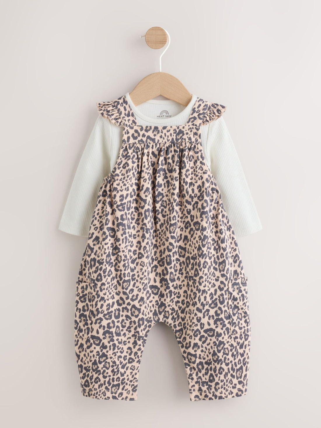 Leopard Print Baby Jersey Dungaree and Bodysuit 2 Piece Set (0mths-2yrs) - Size Up to 1 Month (56cm) - Default 1