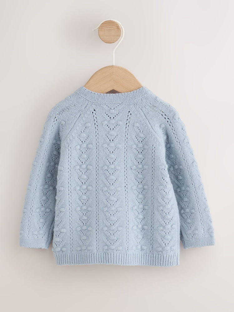 Blue Soft Touch Knitted Baby Cardigan (0mths-2yrs)