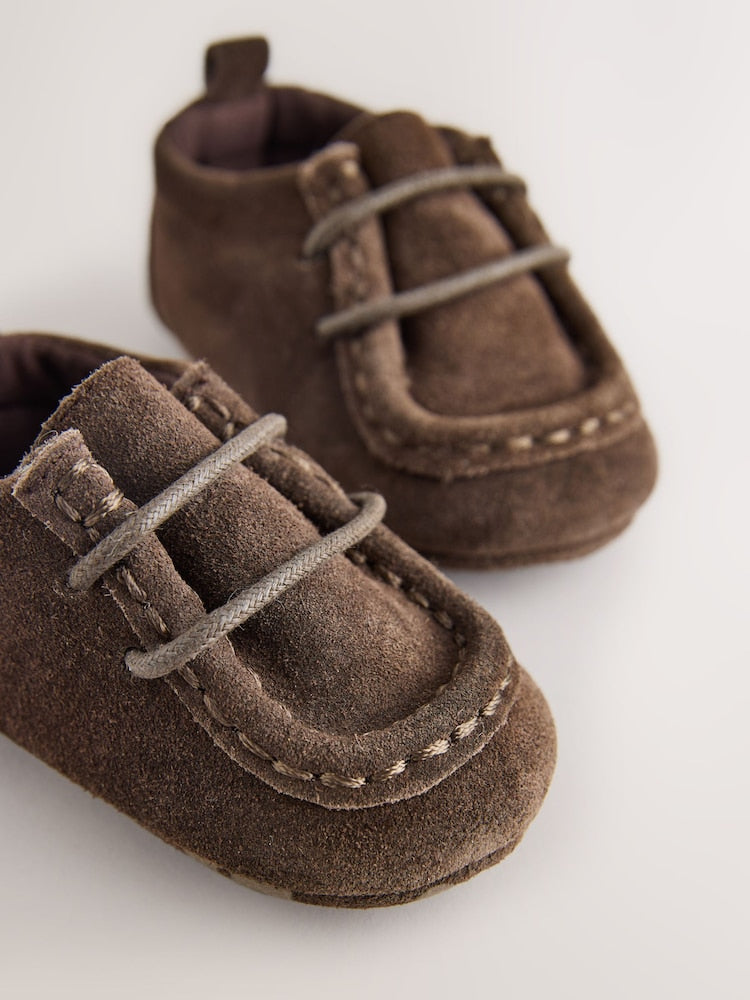 Chocolate Brown Baby Lace up Boots (0-2mths)