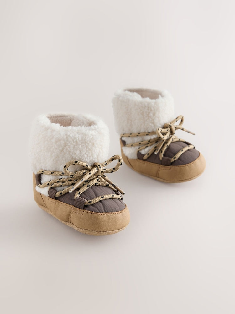 Chocolate Brown Baby Snow Boots (0-2mths) - Chocolate Brown / Up To 3 Months (50 - 62cm)