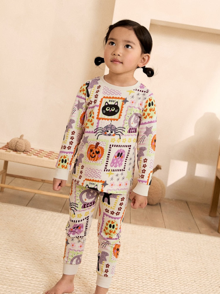Multicoloured Patchwork Halloween Characters Snuggle Pyjamas (9mths-12yrs)