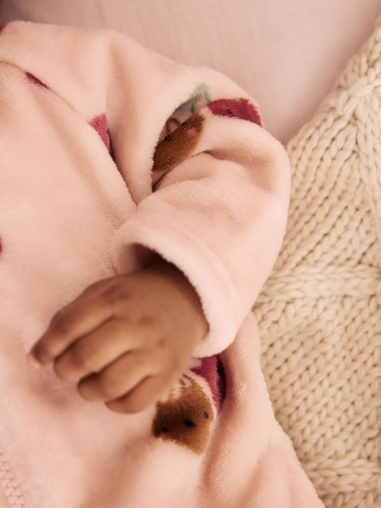 Pink Cat Two Way Zip Fleece Sleepsuit