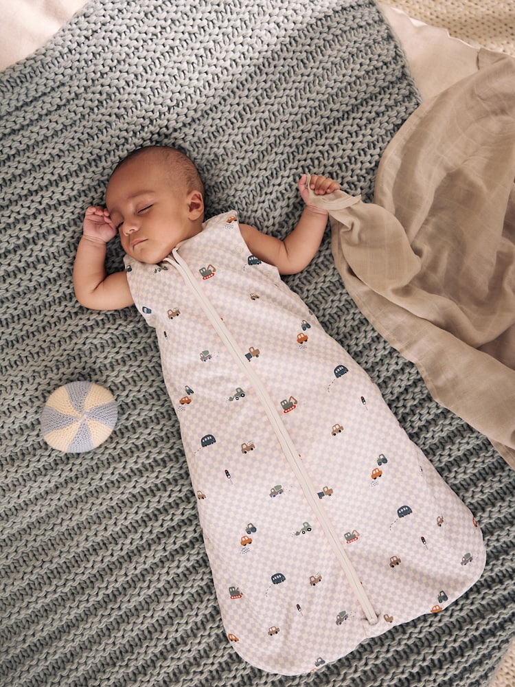 Checkerboard Cars 2.5 Tog Removable Sleeve Baby Sleep Bag