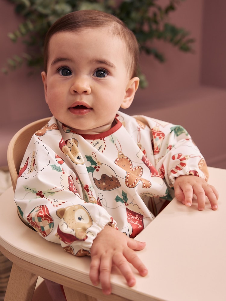Christmas Character Bauble Weaning And Feeding Sleeved Bib