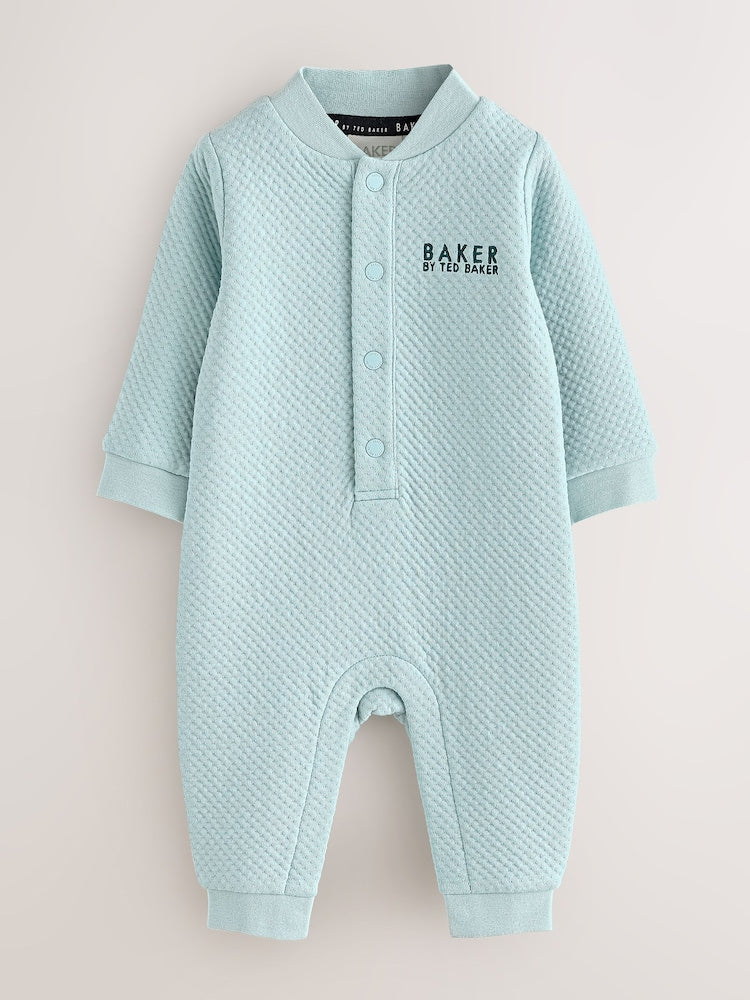 Baker by Ted Baker Blue Green Textured Microquilt Romper