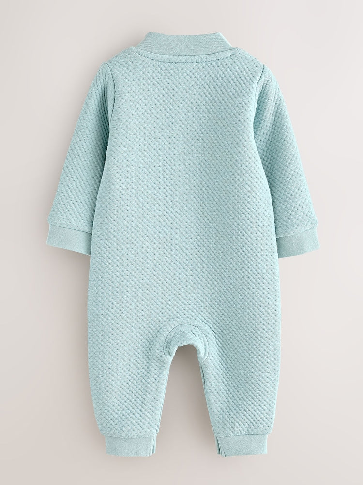 Baker by Ted Baker Blue Green Textured Microquilt Romper