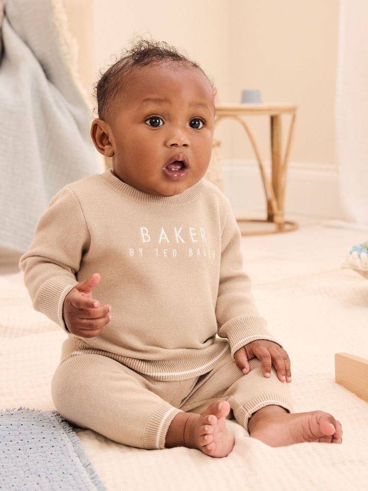 Baker by Ted Baker Neutral Knit Knitted Top and Joggers Set