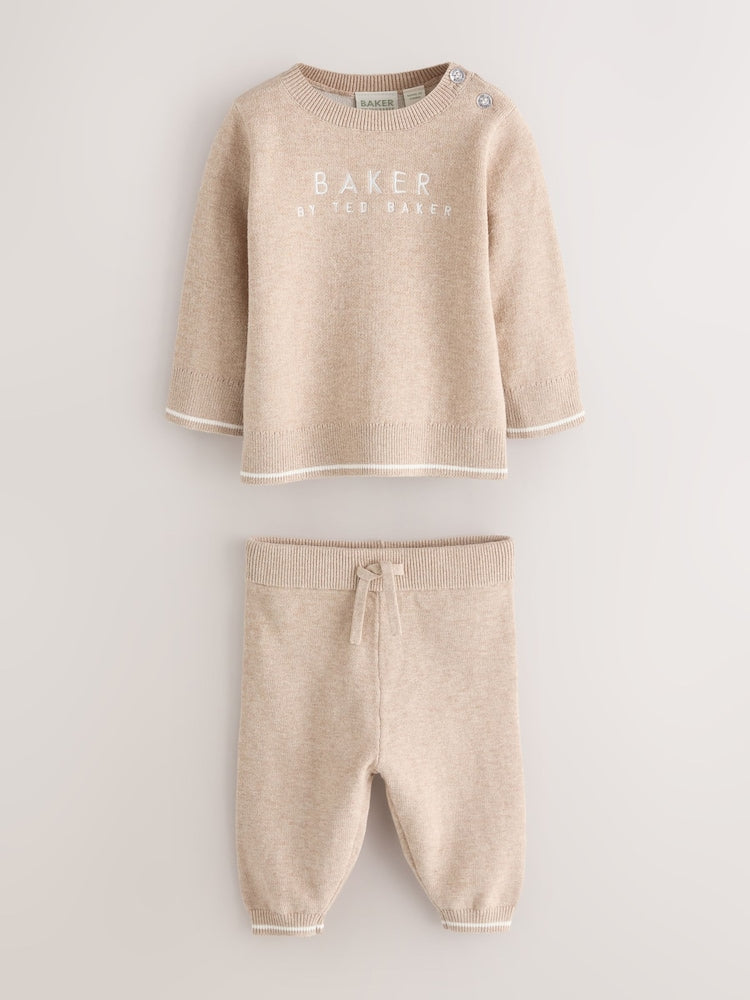 Baker by Ted Baker Neutral Knit Knitted Top and Joggers Set