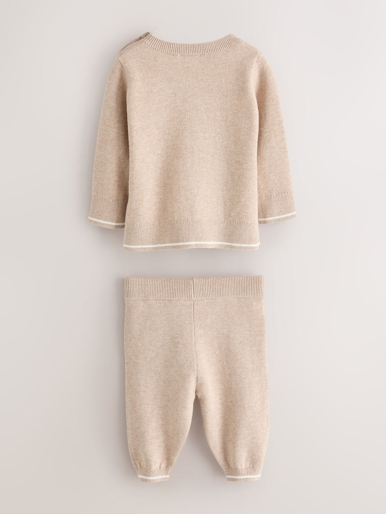 Baker by Ted Baker Neutral Knit Knitted Top and Joggers Set