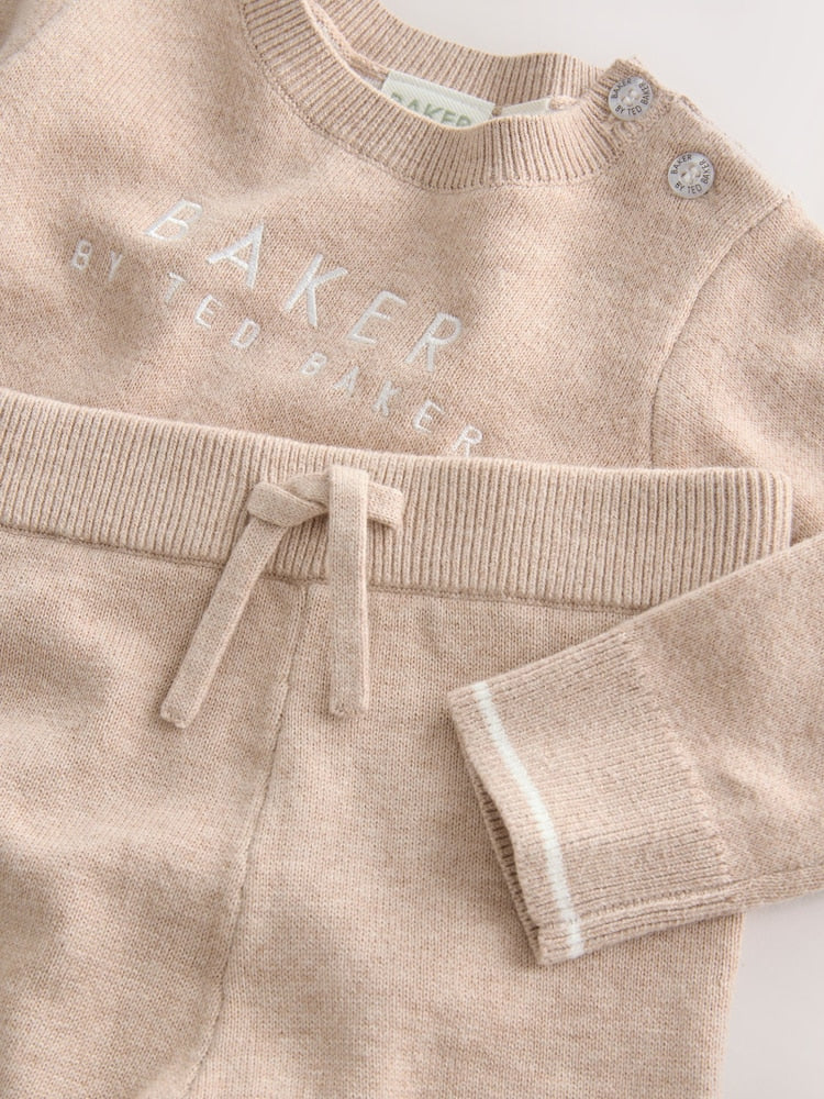 Baker by Ted Baker Neutral Knit Knitted Top and Joggers Set