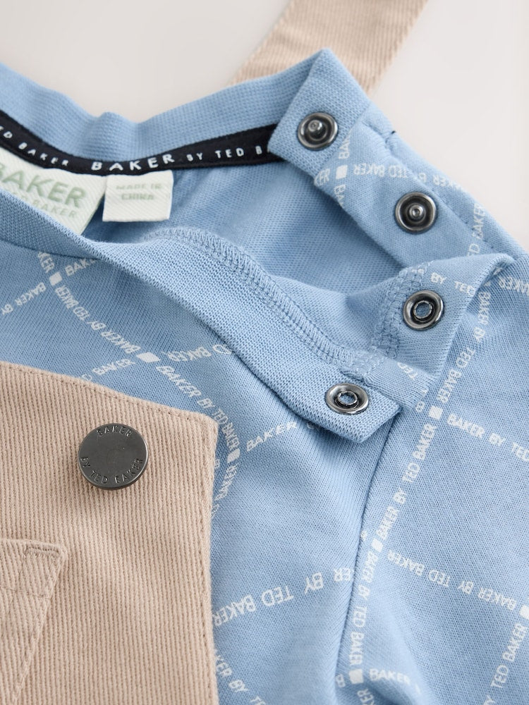 Baker by Ted Baker Blue Stone Dungaree and Graphic T-Shirts Set