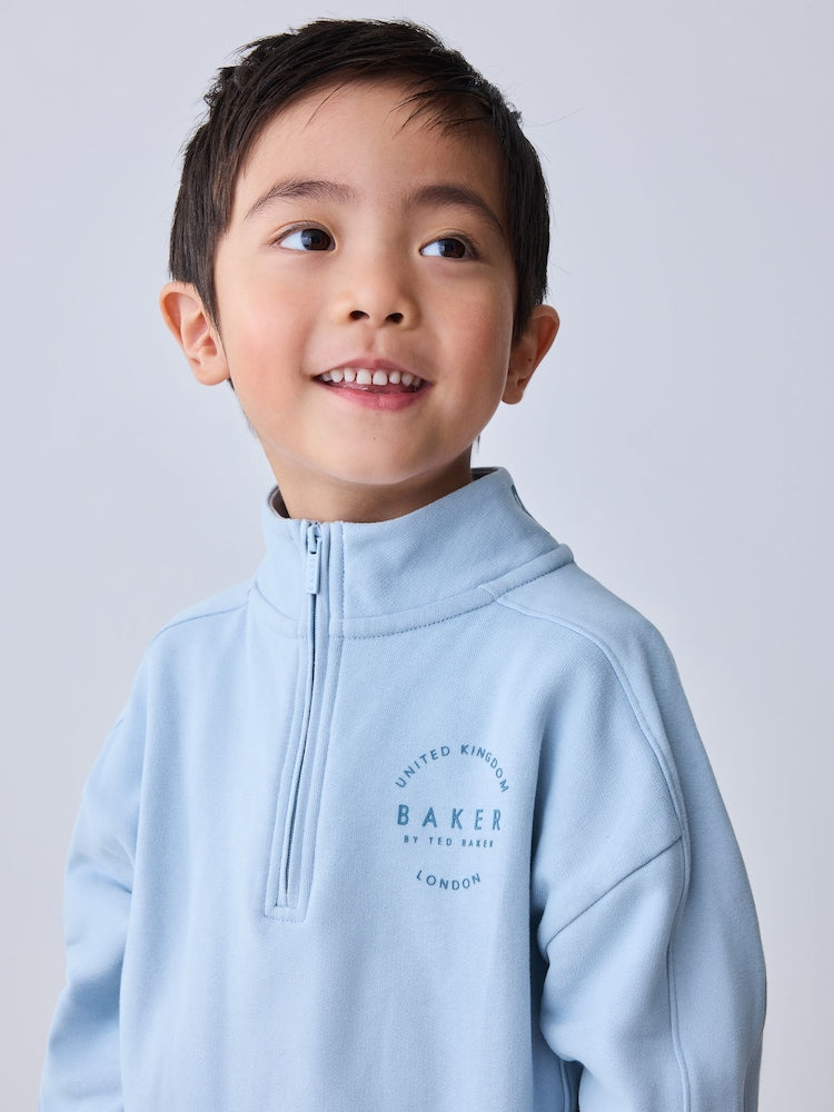 Baker by Ted Baker Funnel Zip Neck Blue/Brown Sweatshirt and Joggers Set