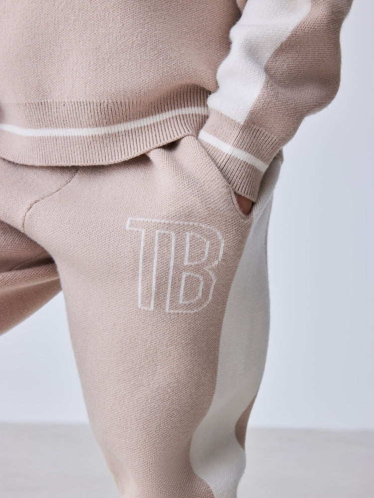 Baker by Ted Baker Neutral Stone Colourblock Knitted Sweat Top & Jogger Set