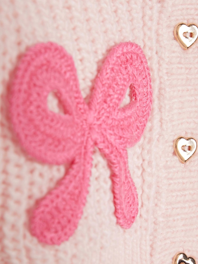River Island Pink Knitted Bow Cardigan & Legging Set