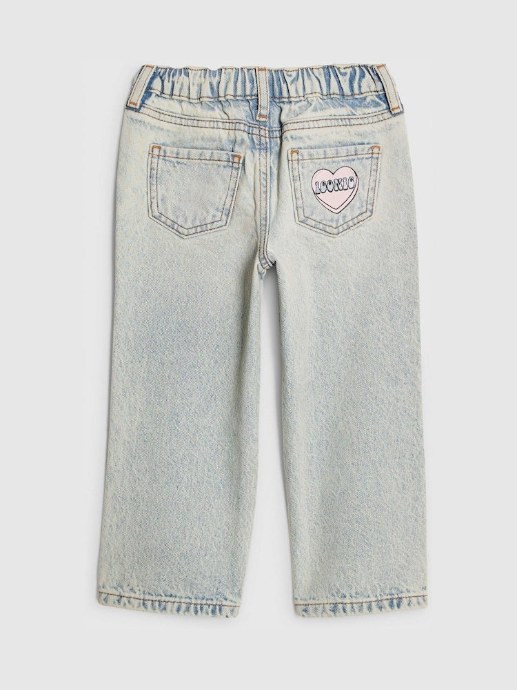 River Island Blue Loveheart Graffiti Straight Leg Jeans